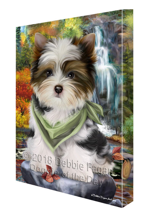 Scenic Waterfall Biewer Terrier Dog Canvas Wall Art CVS67633