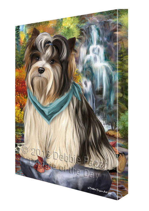 Scenic Waterfall Biewer Terrier Dog Canvas Wall Art CVS67642