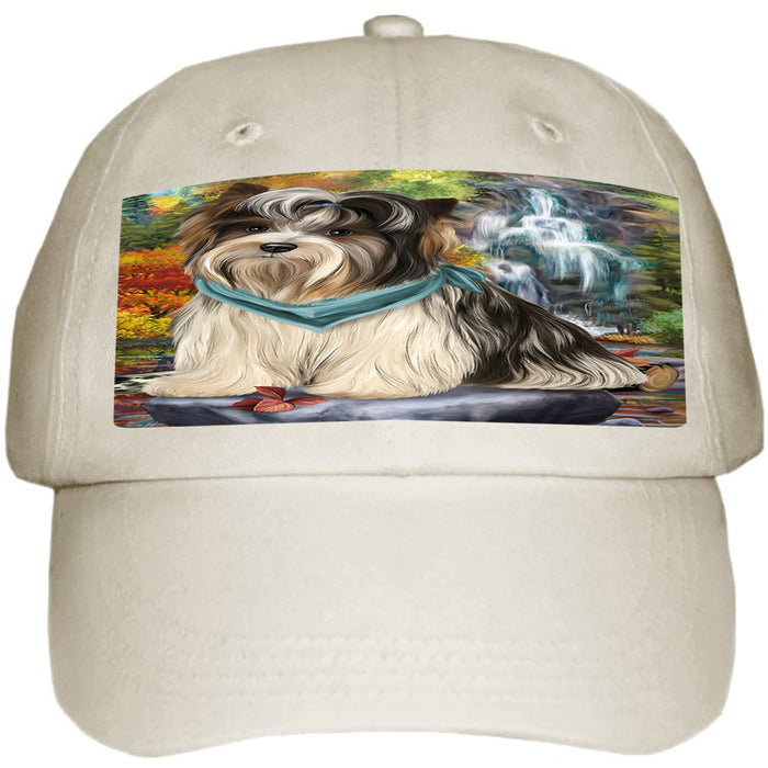 Scenic Waterfall Biewer Terrier Dog Ball Hat Cap HAT54207