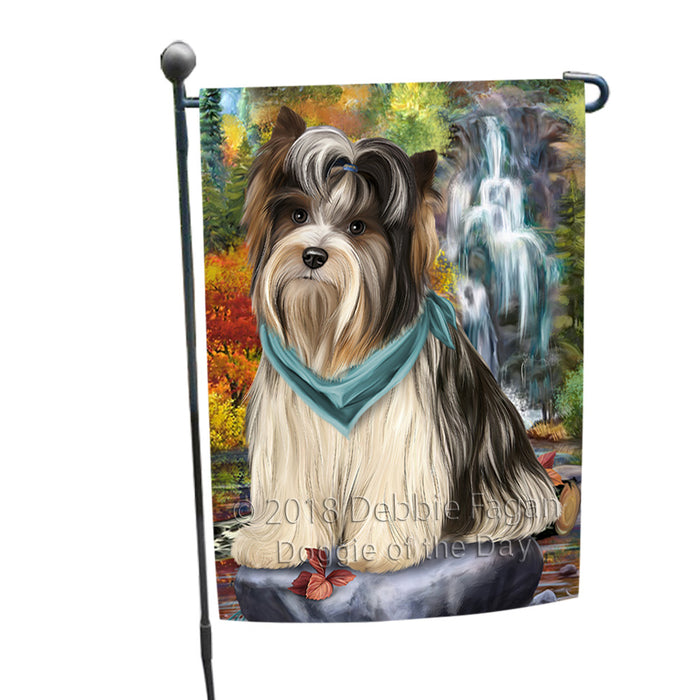 Scenic Waterfall Biewer Terrier Dog Garden Flag GFLG50039