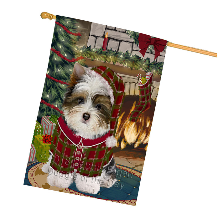 The Stocking was Hung Biewer Terrier Dog House Flag FLG55645