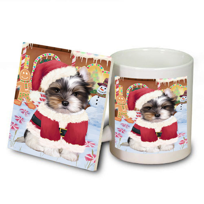 Christmas Gingerbread House Candyfest Biewer Terrier Dog Mug and Coaster Set MUC56179