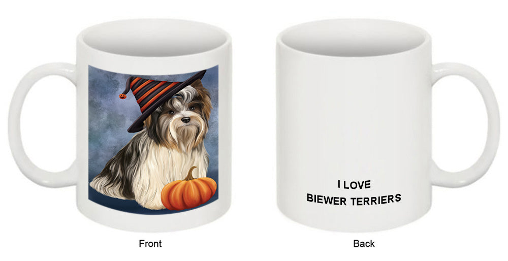 Happy Halloween Biewer Terrier Dog Wearing Witch Hat with Pumpkin Coffee Mug MUG50114