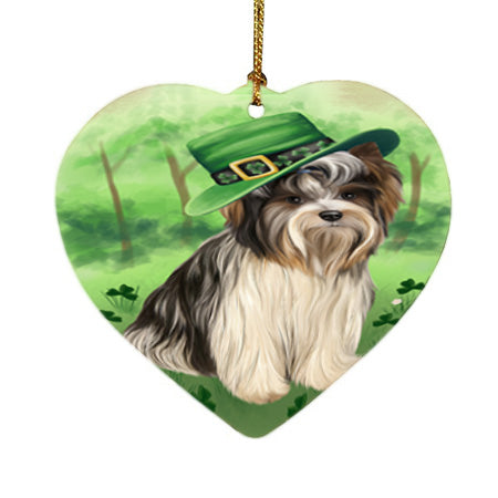 St. Patricks Day Irish Portrait Biewer Terrier Dog Heart Christmas Ornament HPOR57922