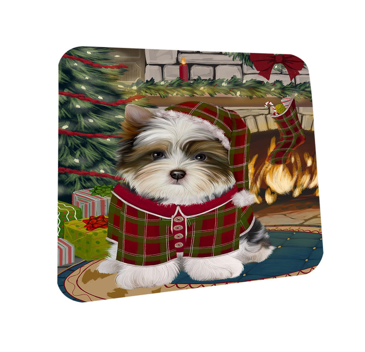 The Stocking was Hung Biewer Terrier Dog Coasters Set of 4 CST55174