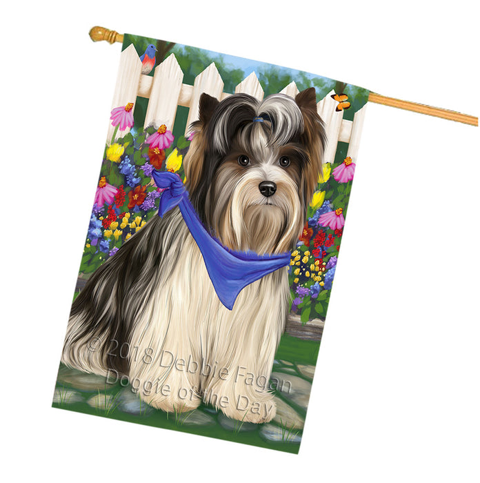 Spring Floral Biewer Terrier Dog House Flag FLG52318