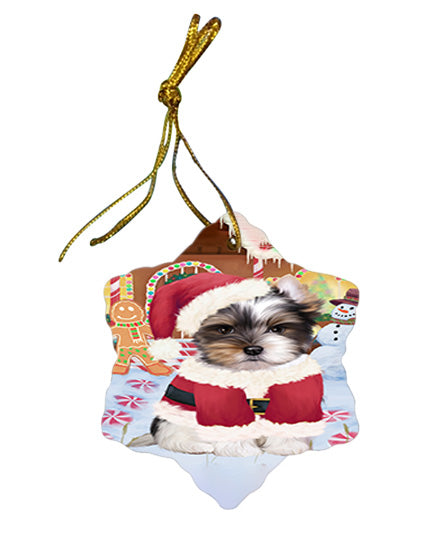 Christmas Gingerbread House Candyfest Biewer Terrier Dog Star Porcelain Ornament SPOR56543