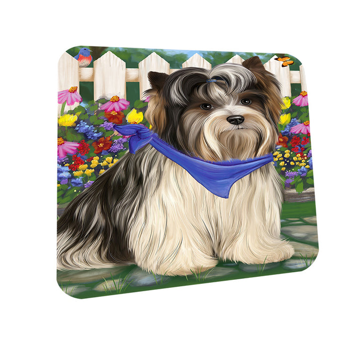 Spring Floral Biewer Terrier Dog Coasters Set of 4 CST52196