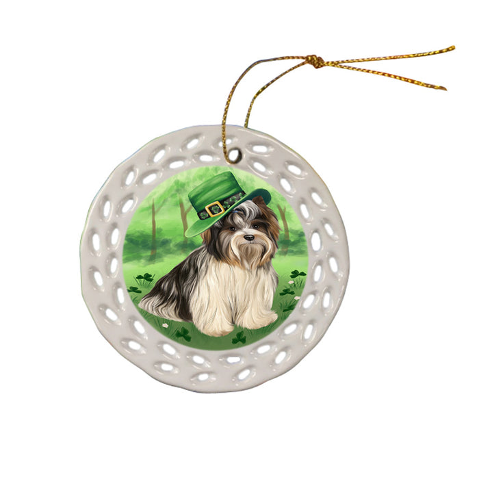 St. Patricks Day Irish Portrait Biewer Terrier Dog Ceramic Doily Ornament DPOR57922