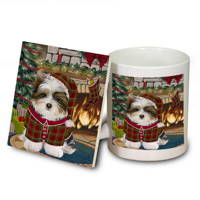 The Stocking was Hung Biewer Terrier Dog Mug and Coaster Set MUC55208