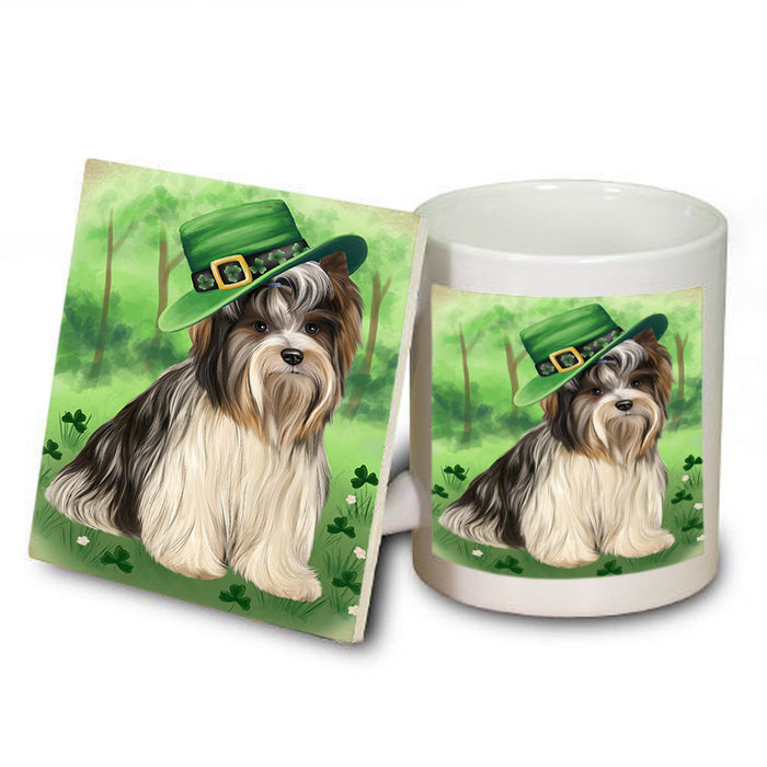 St. Patricks Day Irish Portrait Biewer Terrier Dog Mug and Coaster Set MUC56974