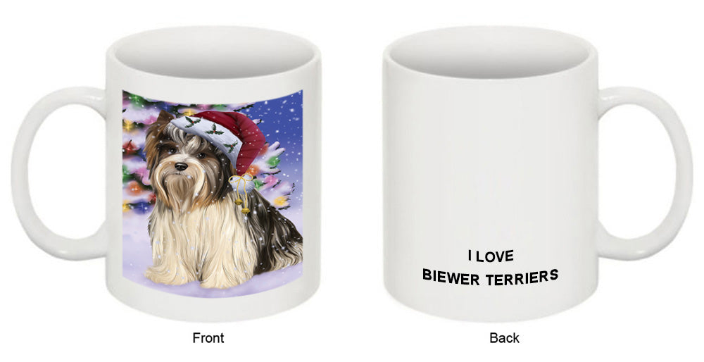Winterland Wonderland Biewer Terrier Dog In Christmas Holiday Scenic Background Coffee Mug MUG49134