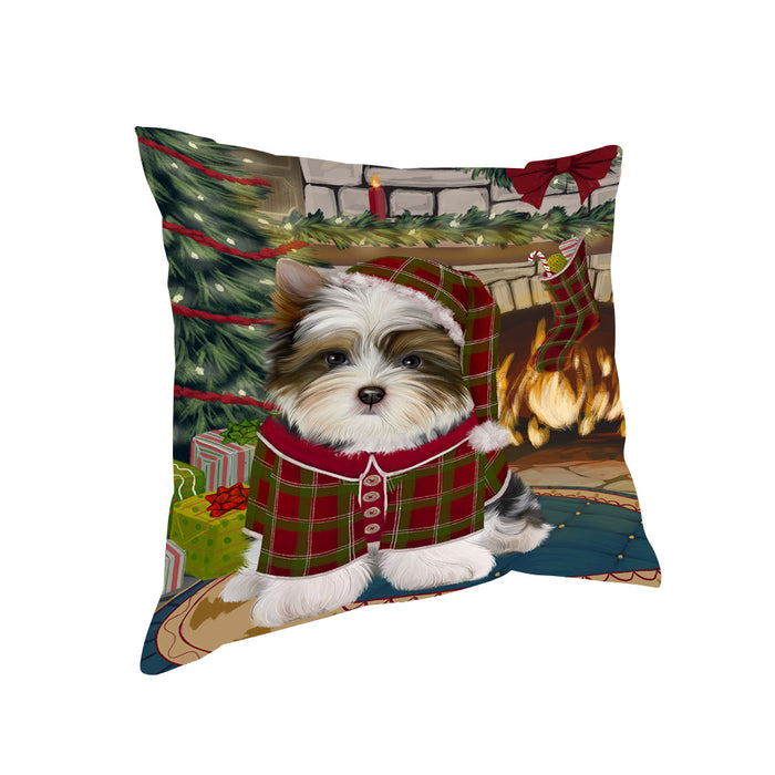 The Stocking was Hung Biewer Terrier Dog Pillow PIL69792