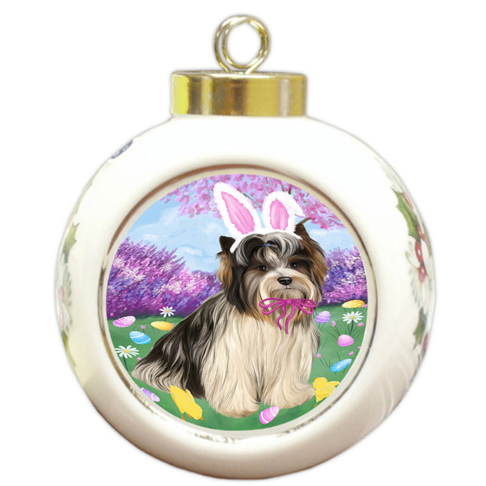 Easter Holiday Biewer Terrier Dog Round Ball Christmas Ornament RBPOR57279