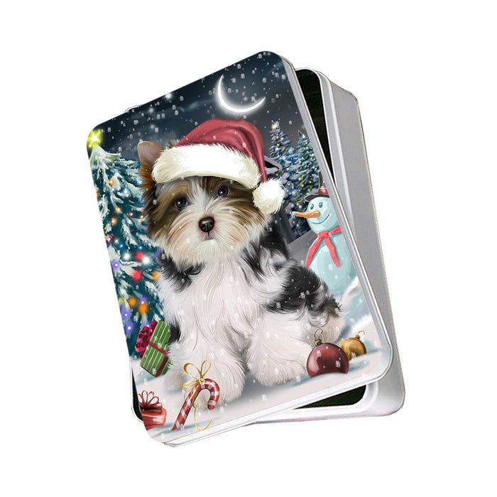 Have a Holly Jolly Biewer Terrier Dog Christmas Photo Storage Tin PITN51632