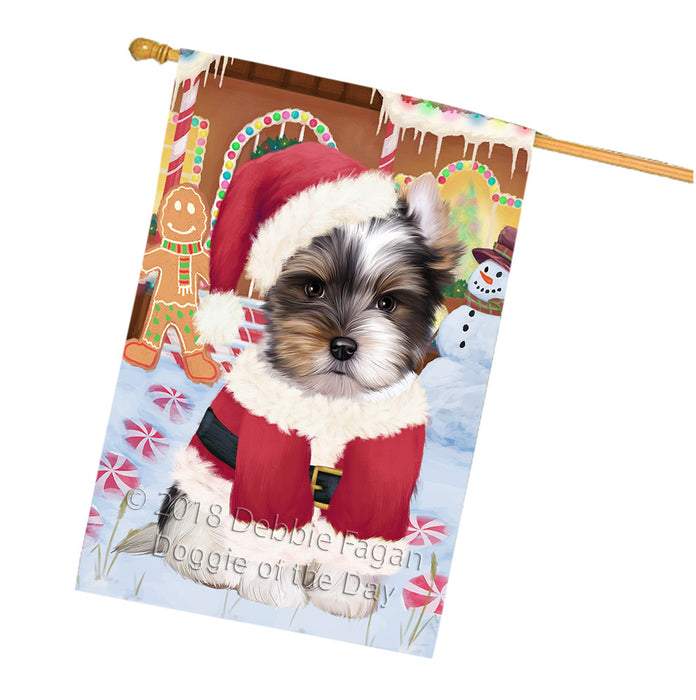 Christmas Gingerbread House Candyfest Biewer Terrier Dog House Flag FLG56871