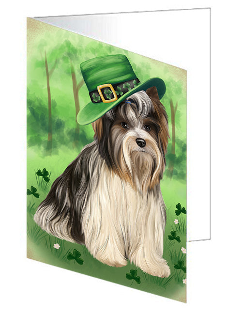 St. Patricks Day Irish Portrait Biewer Terrier Dog Handmade Artwork Assorted Pets Greeting Cards and Note Cards with Envelopes for All Occasions and Holiday Seasons GCD76460