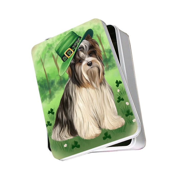 St. Patricks Day Irish Portrait Biewer Terrier Dog Photo Storage Tin PITN56925