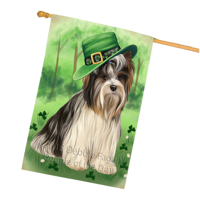 St. Patricks Day Irish Portrait Biewer Terrier Dog House Flag FLG65006
