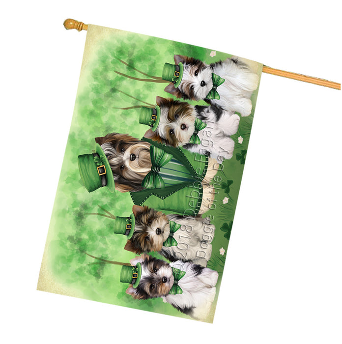 St. Patricks Day Irish Portrait Biewer Terrier Dogs House Flag FLG65007