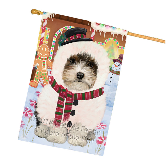 Christmas Gingerbread House Candyfest Biewer Terrier Dog House Flag FLG56872