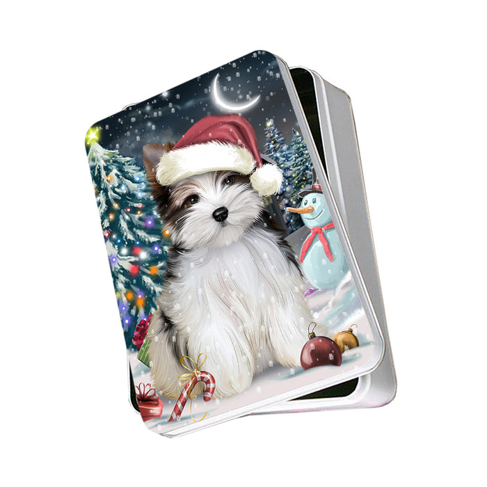 Have a Holly Jolly Biewer Terrier Dog Christmas Photo Storage Tin PITN51633
