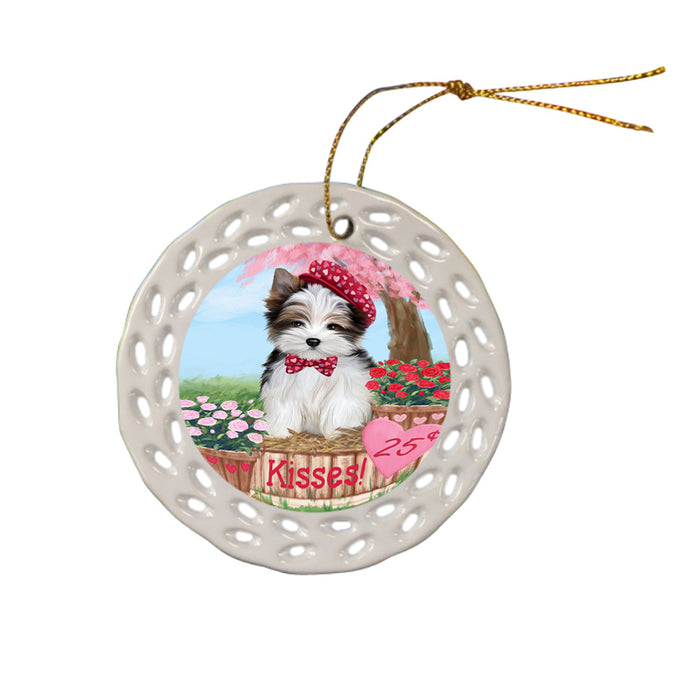 Rosie 25 Cent Kisses Biewer Terrier Dog Ceramic Doily Ornament DPOR56286