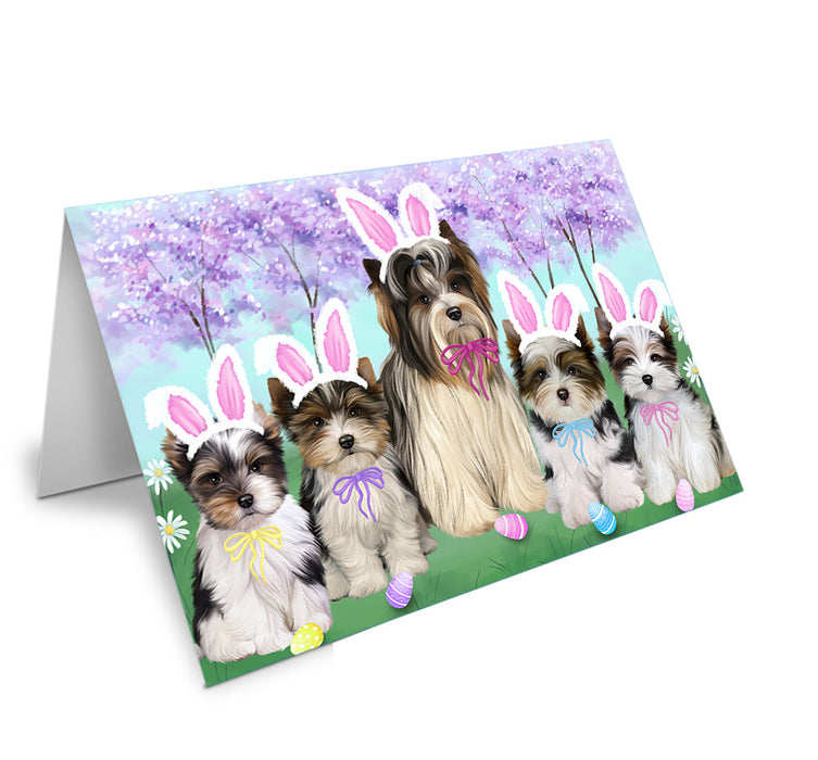 Easter Holiday Biewer Terriers Dog Handmade Artwork Assorted Pets Greeting Cards and Note Cards with Envelopes for All Occasions and Holiday Seasons GCD76151