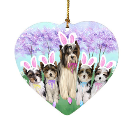 Easter Holiday Biewer Terriers Dog Heart Christmas Ornament HPOR57280
