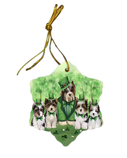 St. Patricks Day Irish Portrait Biewer Terrier Dogs Star Porcelain Ornament SPOR57923