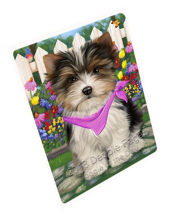 Spring Floral Biewer Terrier Dog Large Refrigerator / Dishwasher Magnet RMAG73614