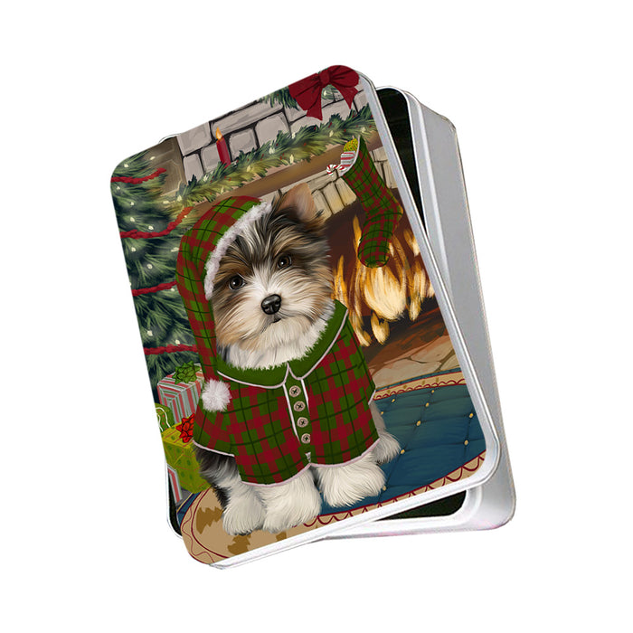 The Stocking was Hung Biewer Terrier Dog Photo Storage Tin PITN55160