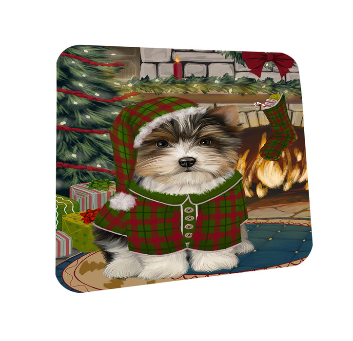 The Stocking was Hung Biewer Terrier Dog Coasters Set of 4 CST55175