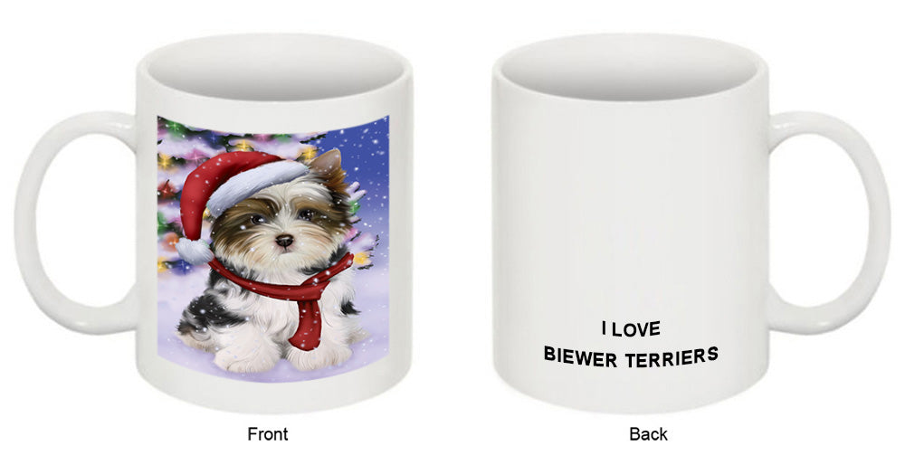 Winterland Wonderland Biewer Terrier Dog In Christmas Holiday Scenic Background Coffee Mug MUG49135