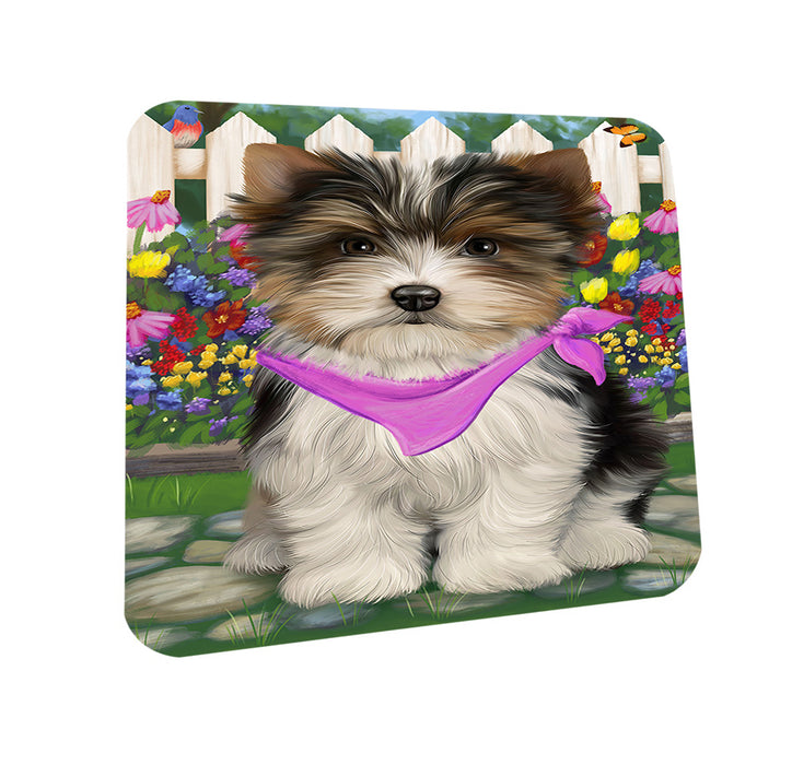 Spring Floral Biewer Terrier Dog Coasters Set of 4 CST52197