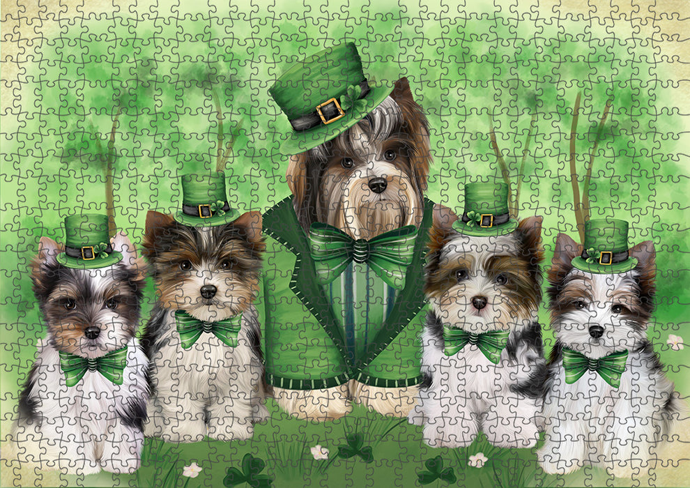 St. Patricks Day Irish Portrait Biewer Terrier Dogs Portrait Jigsaw Puzzle for Adults Animal Interlocking Puzzle Game Unique Gift for Dog Lover's with Metal Tin Box PZL026