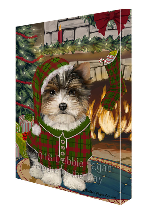 The Stocking was Hung Biewer Terrier Dog Canvas Print Wall Art Décor CVS116882