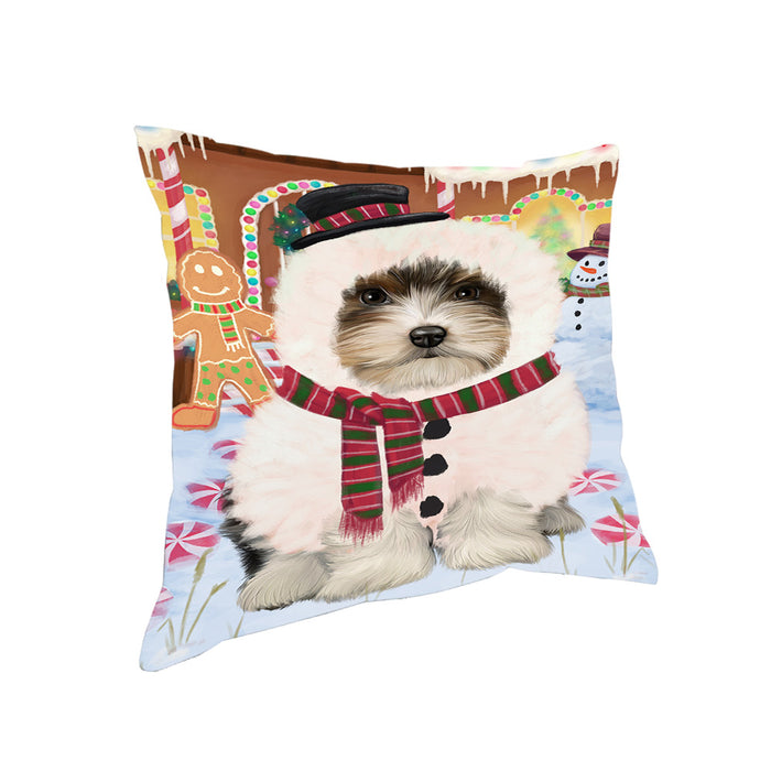 Christmas Gingerbread House Candyfest Biewer Terrier Dog Pillow PIL79044