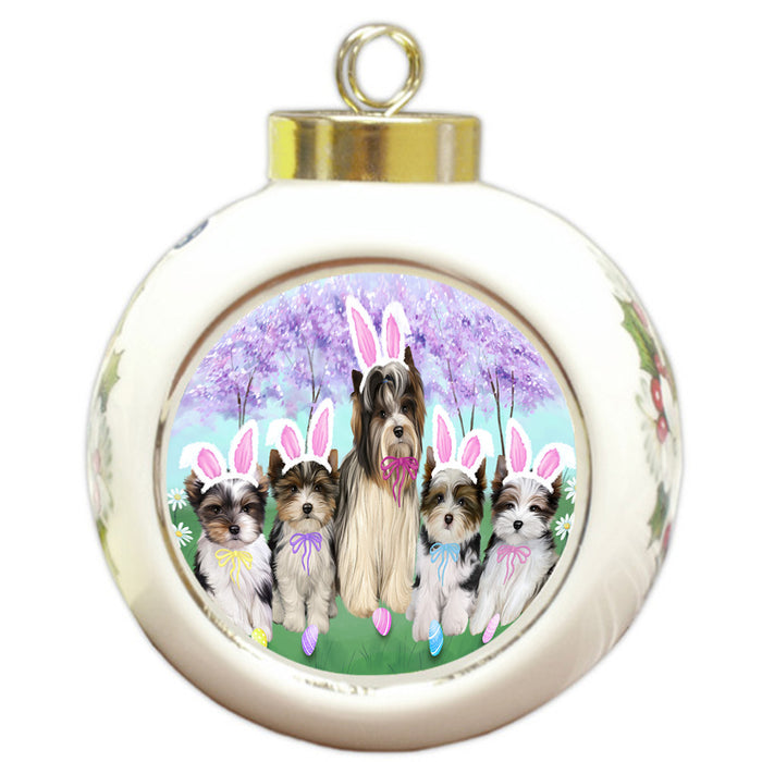 Easter Holiday Biewer Terriers Dog Round Ball Christmas Ornament RBPOR57280