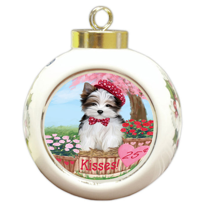 Rosie 25 Cent Kisses Biewer Terrier Dog Round Ball Christmas Ornament RBPOR56286