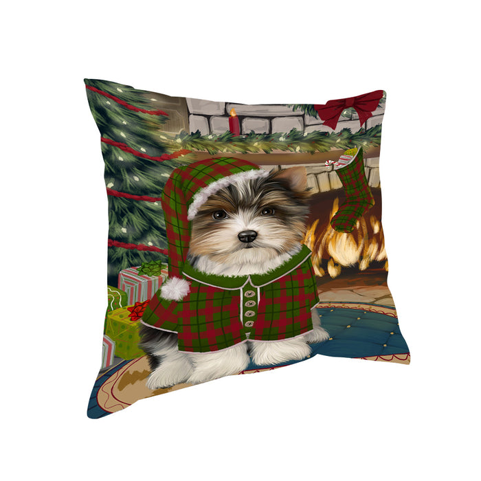 The Stocking was Hung Biewer Terrier Dog Pillow PIL69796
