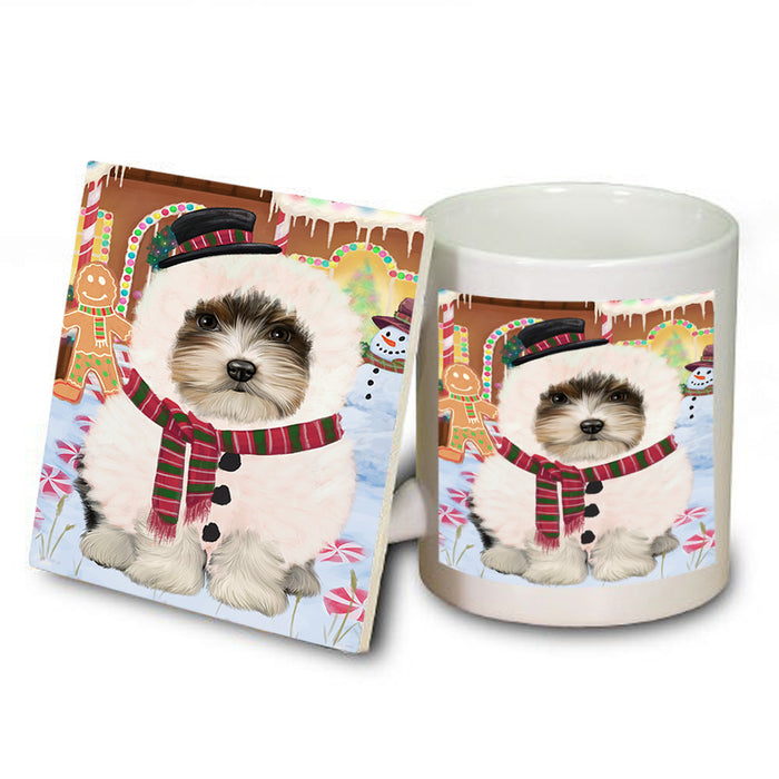 Christmas Gingerbread House Candyfest Biewer Terrier Dog Mug and Coaster Set MUC56180