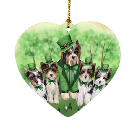 St. Patricks Day Irish Portrait Biewer Terrier Dogs Heart Christmas Ornament HPOR57923