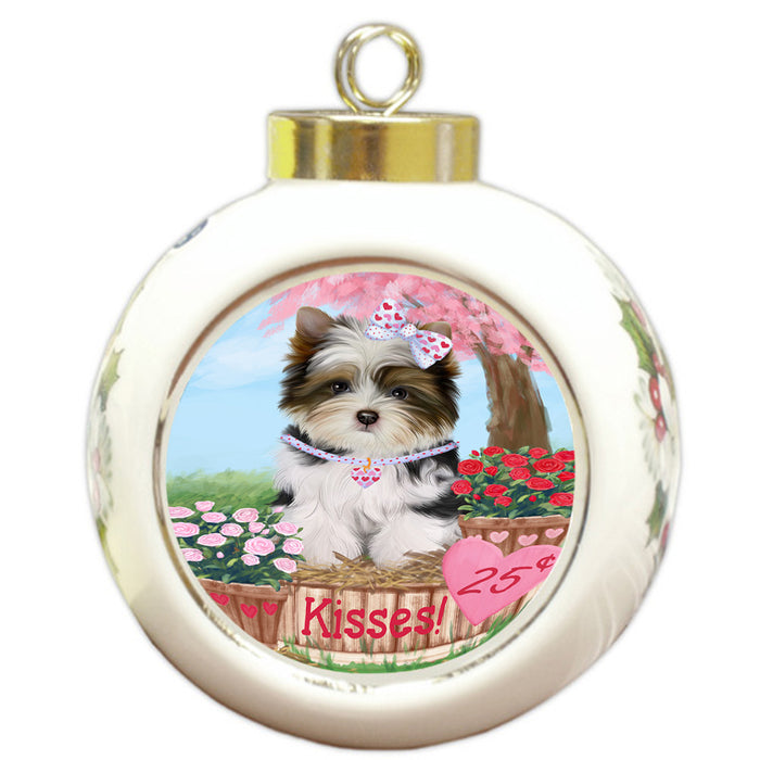 Rosie 25 Cent Kisses Biewer Terrier Dog Round Ball Christmas Ornament RBPOR56287