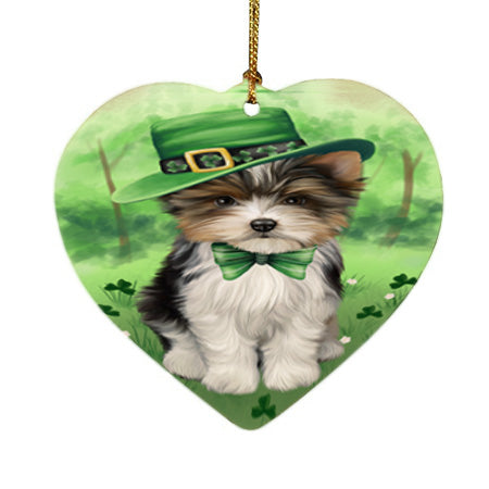 St. Patricks Day Irish Portrait Biewer Terrier Dog Heart Christmas Ornament HPOR57924