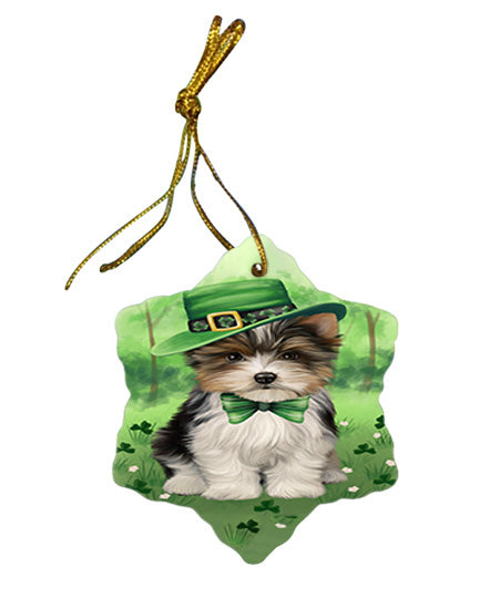 St. Patricks Day Irish Portrait Biewer Terrier Dog Star Porcelain Ornament SPOR57924