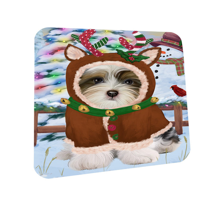 Christmas Gingerbread House Candyfest Biewer Terrier Dog Coasters Set of 4 CST56147