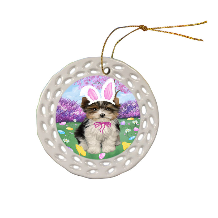 Easter Holiday Biewer Terrier Dog Ceramic Doily Ornament DPOR57281
