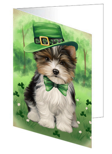 St. Patricks Day Irish Portrait Biewer Terrier Dog Handmade Artwork Assorted Pets Greeting Cards and Note Cards with Envelopes for All Occasions and Holiday Seasons GCD76466