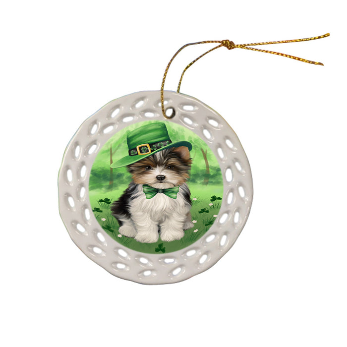 St. Patricks Day Irish Portrait Biewer Terrier Dog Ceramic Doily Ornament DPOR57924